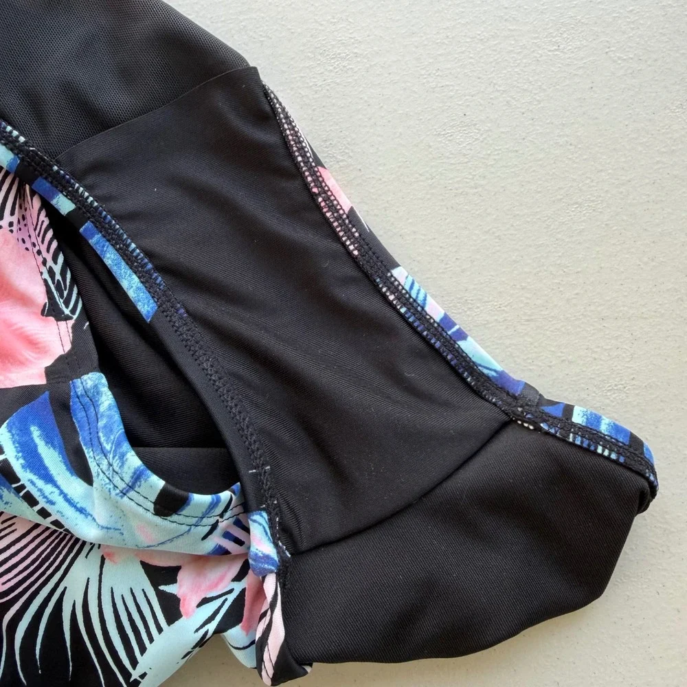 DKNY Women S Black Pink Blue Tropical Floral Halter One Piece Swimsuit Beach NWT - Picture 6 of 13